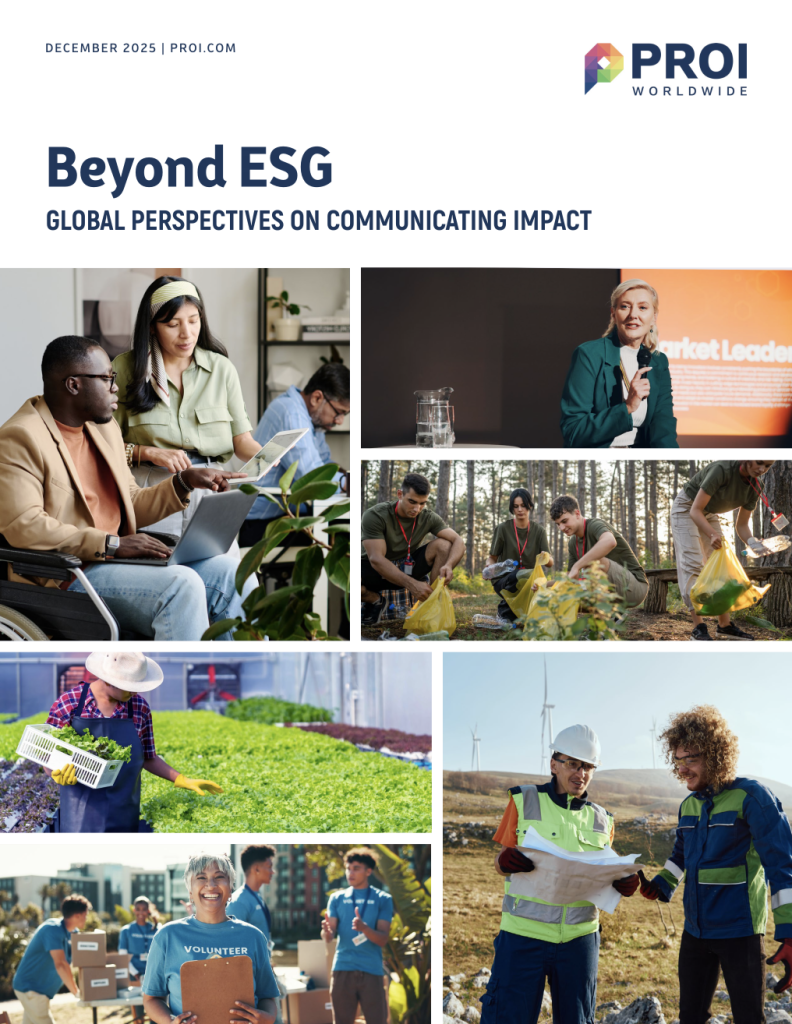 Image Banner Of the PROI, Beyond ESG: Global Perspectives on Communicating Impact Report